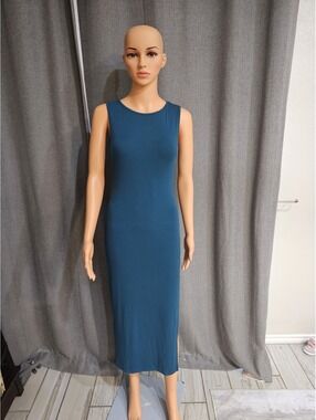 Sleeveless Teal Blue Midi Dress